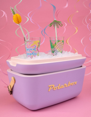 POLARBOX Lilac Cooler Box with Yellow Pop Strap - 20L