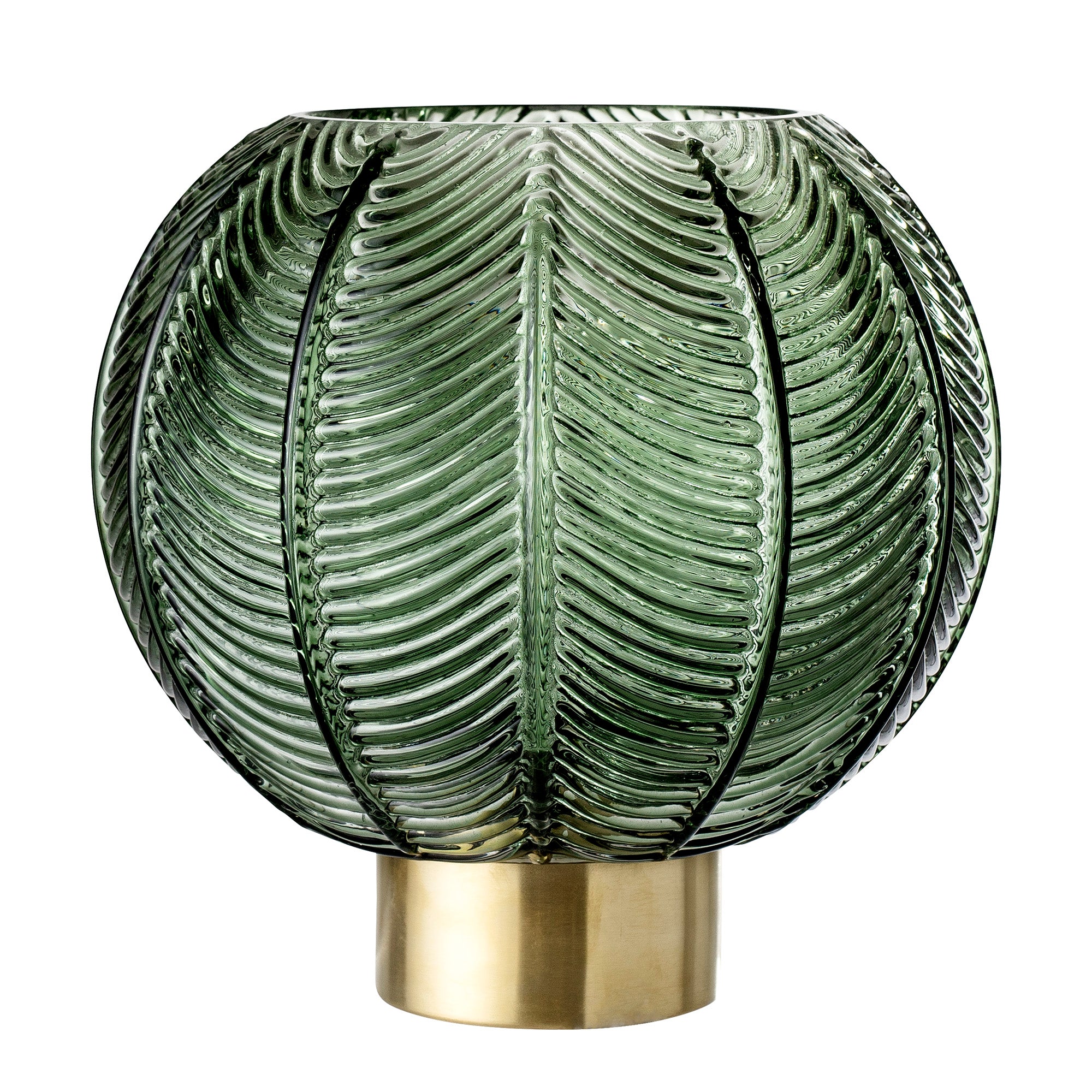 BLOOMINGVILLE Green Vase with Gold Base D20xH21 cm