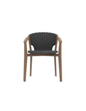 ETHIMO KNIT Dark Grey Outdoor Dining Set with Round Table