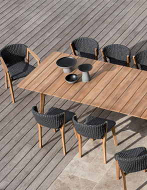ETHIMO KNIT Dark Grey Outdoor Dining Set with Rectangular Table