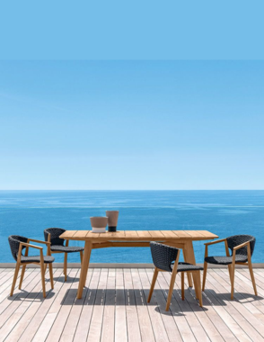 ETHIMO KNIT Dark Grey Outdoor Dining Set with Rectangular Table