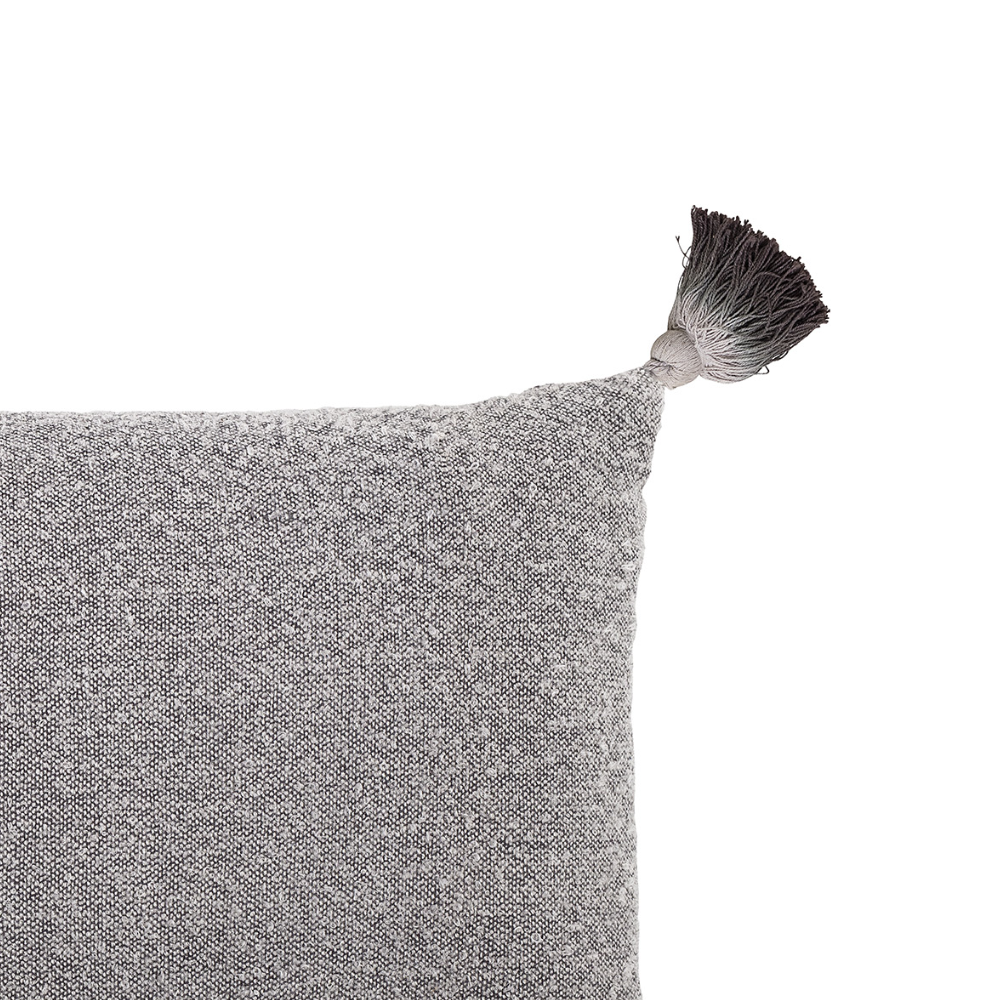 BLOOMINGVILLE Gray Cushion with Ombre Fringes