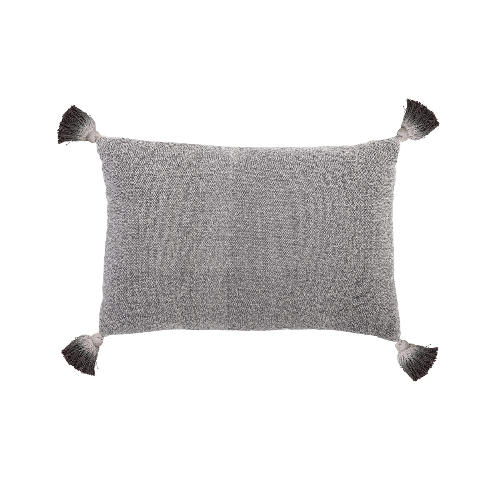 BLOOMINGVILLE Gray Cushion with Ombre Fringes