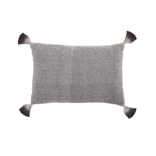 BLOOMINGVILLE Gray Cushion with Ombre Fringes