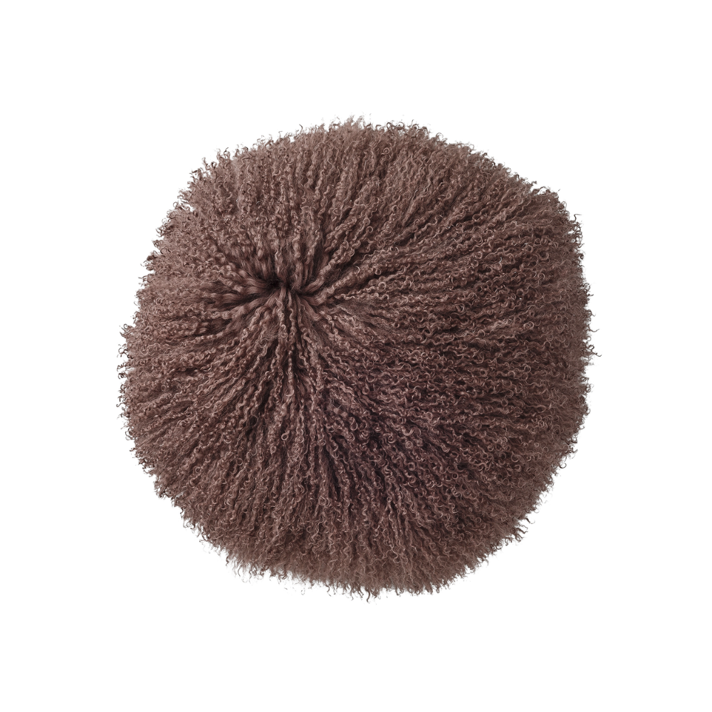 BLOOMINGVILLE Brown Lamb Fur Cushion