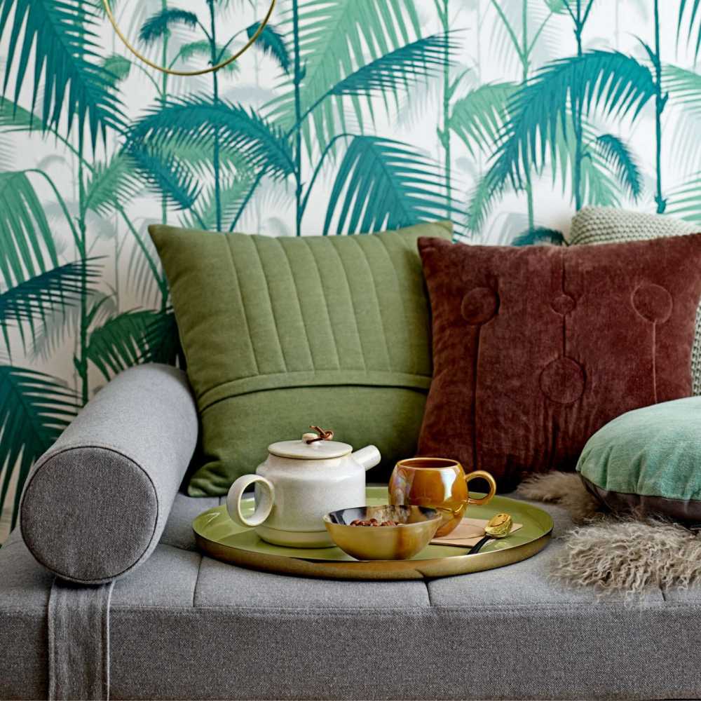 BLOOMINGVILLE Dark Brown Embroidered Cushion