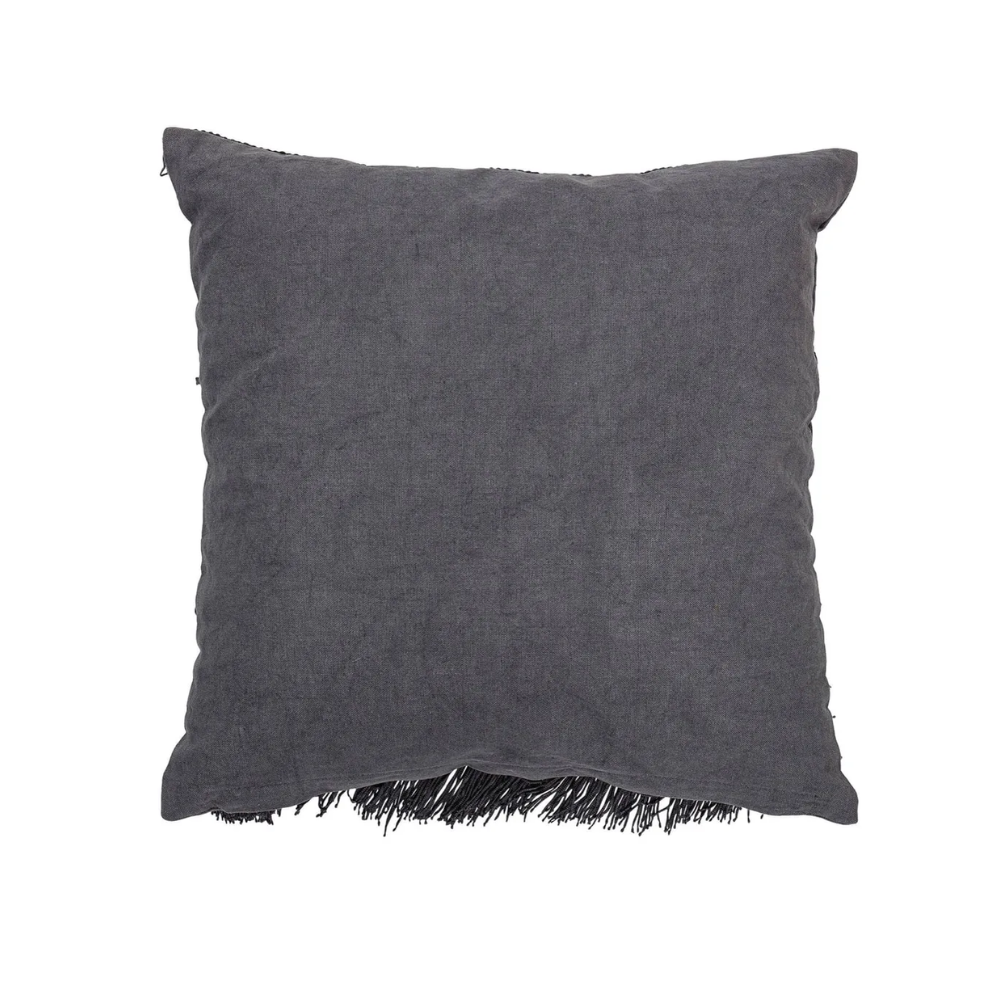 BLOOMINGVILLE Gray Cushion with Fringe