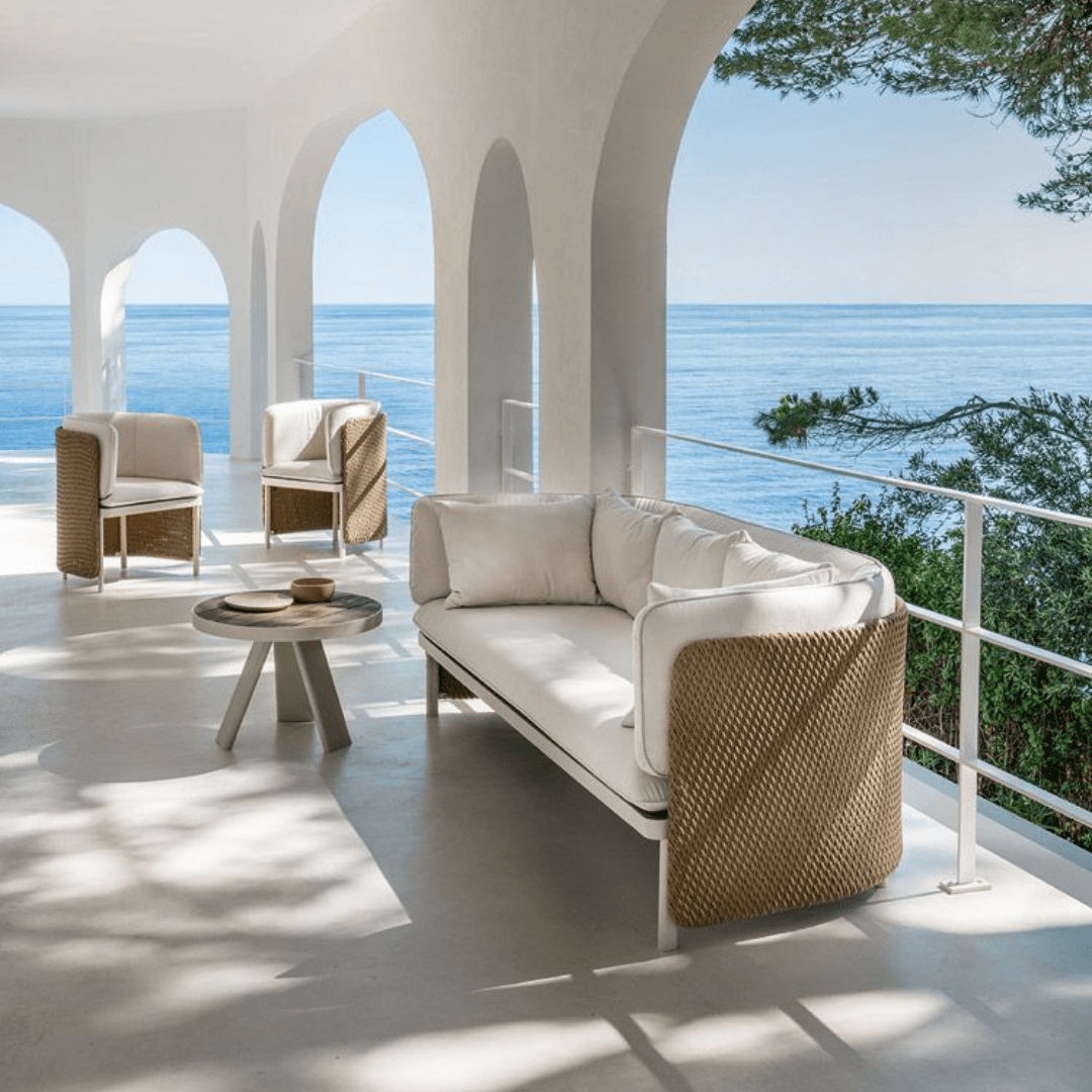 ETHIMO ESEDRA Beige Outdoor Sofa Set With 2 Tables