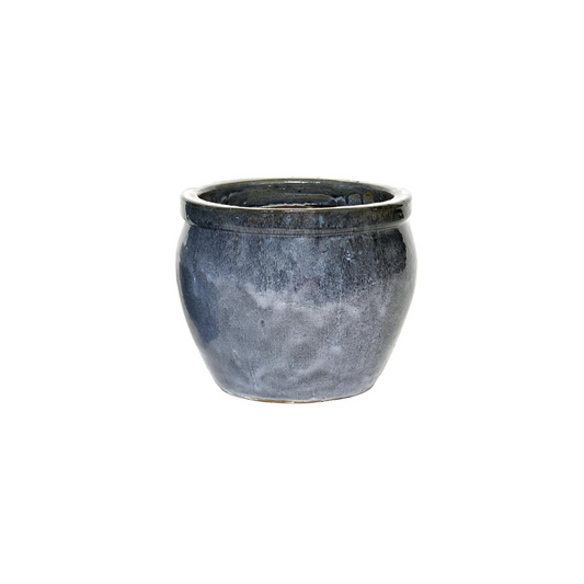 MEGA COLLECTIONS Glazed Delta Rim Small Gray Pot