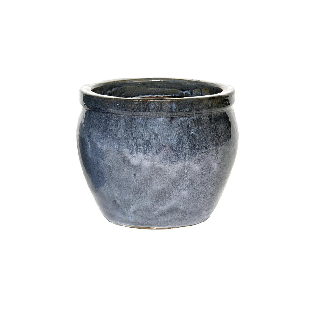 MEGA COLLECTIONS Glazed Delta Rim Medium Gray Pot