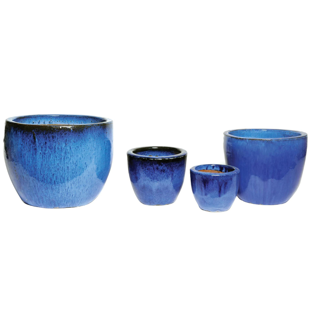 MEGA COLLECTIONS Glazed Egg Large Blue Pot