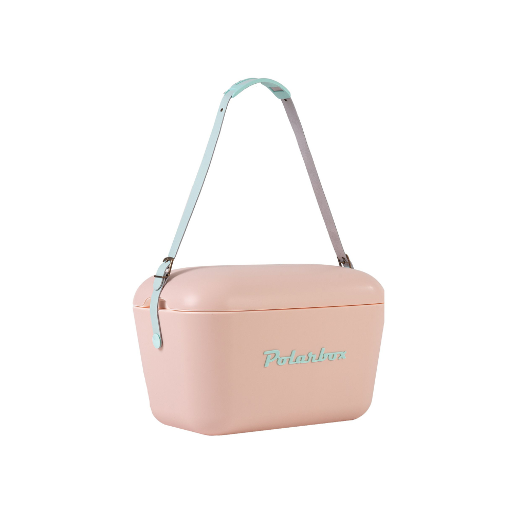 POLARBOX Nude Cooler Box with Cyan Pop Strap - 12L