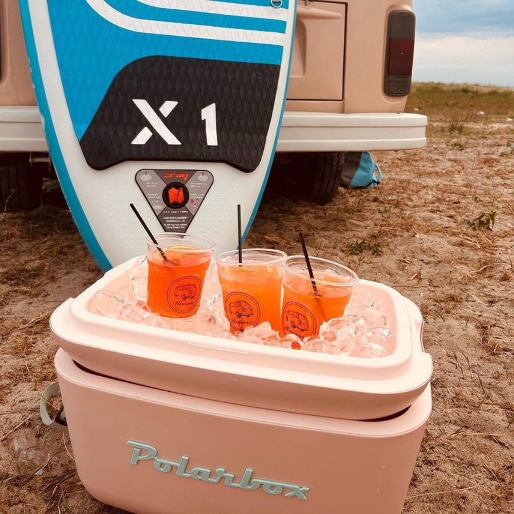 POLARBOX Nude Cooler Box with Cyan Pop Strap - 12L