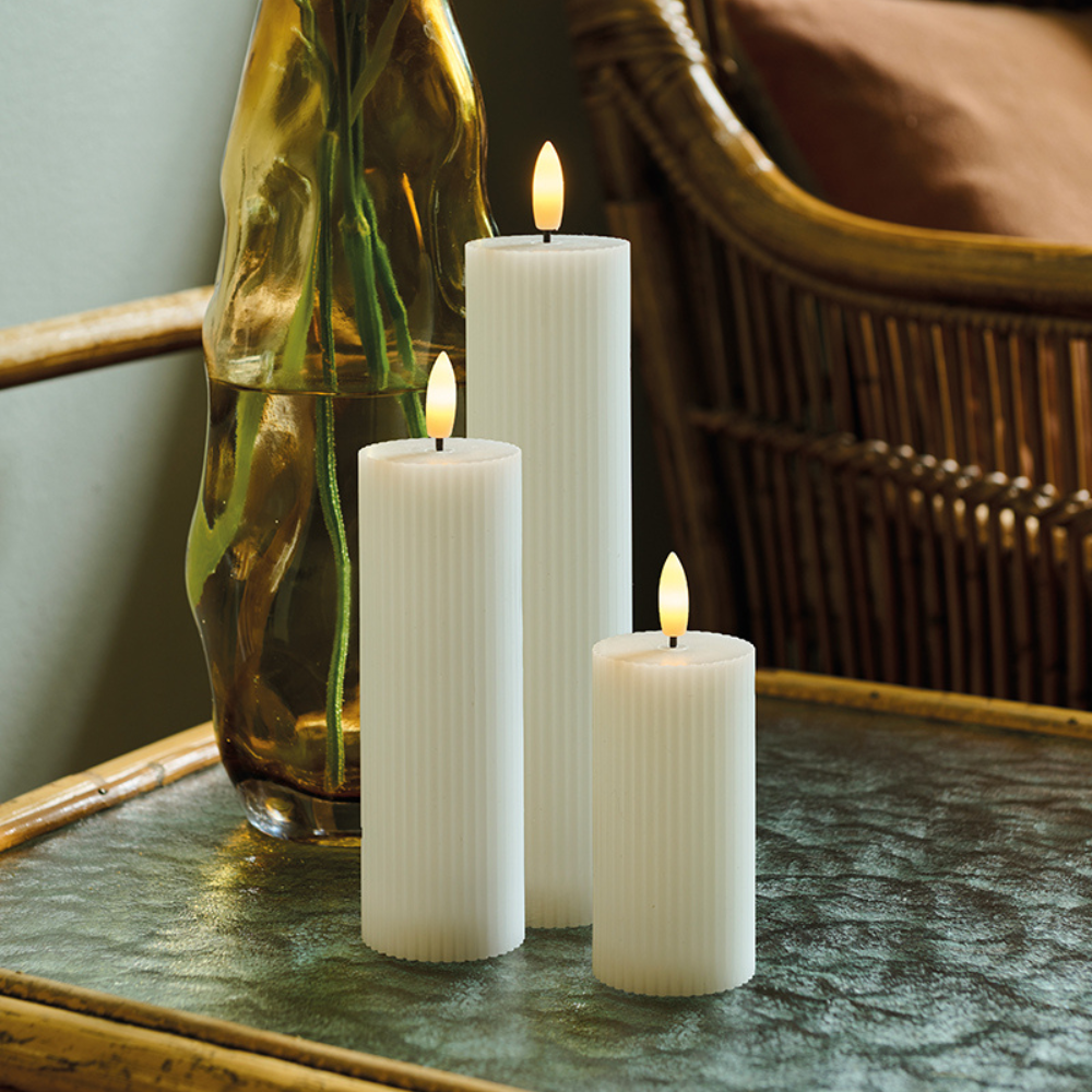 SIRIUS SMILLA White LED Block Candles Set of 3