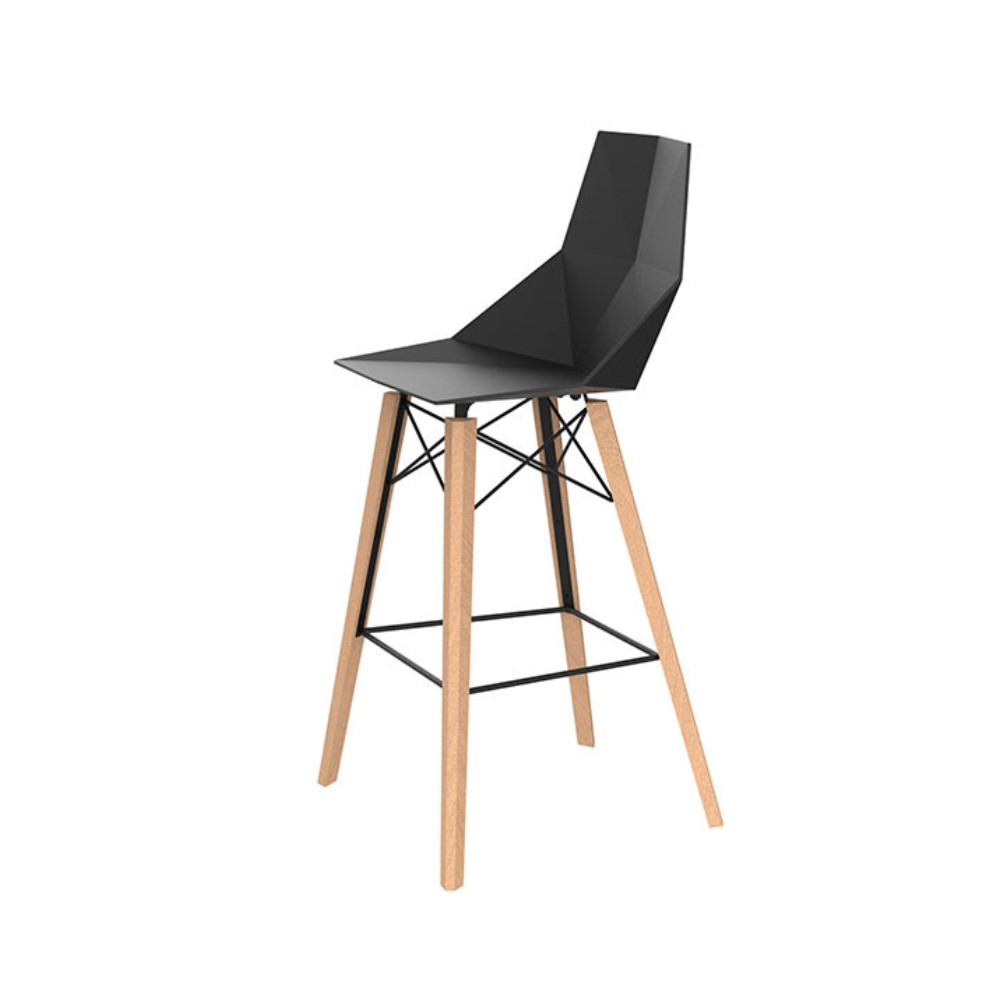 VONDOM FAZ WOOD Outdoor Black Bar Stool and Table